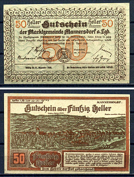 Маннерсдорф-ам-Лайтагебирге (Австрия) 50 геллеров 1920 Jaksc/Pick?JPR0577a-50 бумага aUNC 7556-29-3-2