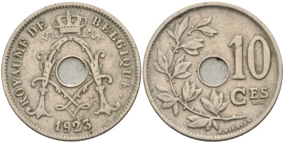 Бельгия 10 сантимов 1925 Belgique, Альберт I (1909-1934) KM 85 медно-никель 4591-851