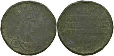 ШЛЕЗВИГ-ГОЛЬШТЕЙН 1 ЗЕХЛИНГ 1787 KM 2 медь 97-814