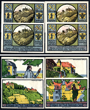 Дорнбург (Тюрингия) полный набор из 4 нотгельдов (50 пфеннигов) 1921 Mehl Grabowski 281.2 бумага UNC (пресс) 7555-55-2-1