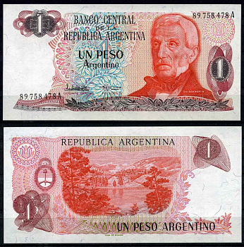 Аргентина 1 песо 1984 Серия А 89758, Генерал Сан Мартин Pick 311 a бумага UNC (пресс)   447-1-2