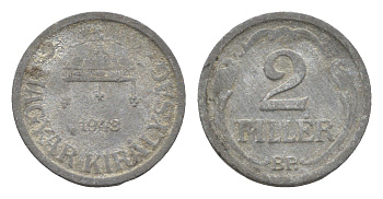 Венгрия 2 филлера 1943 BP KM 519 цинк 4665-556