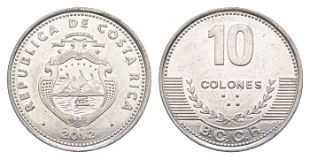 Коста-Рика 10 колонов 2012 KM 228b алюминий UNC 4642-913