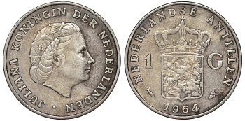 Нидерландские Антилы 1 гульден 1964 Юлиана (1948-1980) KM 2 серебро 36-1042