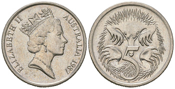 Австралия 5 центов 1987 Елизавета II (1952-2022) KM 80 медно-никель 4615-169