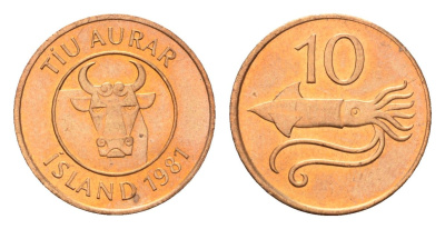 Исландия 10 эйре 1981 год-тип KM 25 бронза UNC 4685-536