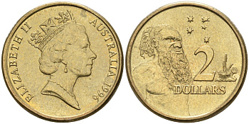 Австралия 2 доллара 1996 абориген, Елизавета II (1953-) KM 101 алюминиевая бронза UNC 4398-532