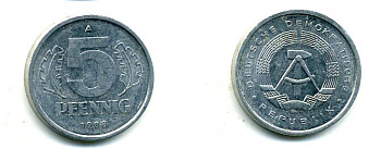 ГДР 5 пфеннигов 1988 A алюминий 62-2249
