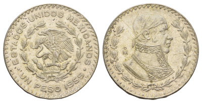 Мексика 1 песо 1959 Хосе Мария Морелос KM 459 серебро 91-221