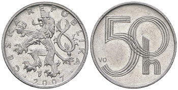 Чехия 50 геллеров 2007 b’ KM 3 алюминий aUNC 4528-549