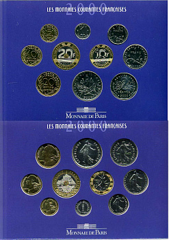 Франция официальный набор из 10 монет 2000 в оригинальном буклете KM MS17 UNC 00-00