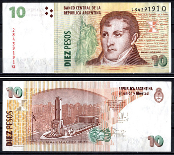 Аргентина 10 песо ND (2003) Pick 354b бумага 3295-9-1-2