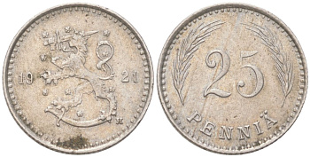 Финляндия 25 пенни 1921 KM 27 медно-никель 4621-846