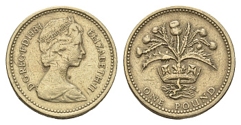 Великобритания 1 фунт 1984 Елизавета II (1952-2022) KM 934, Spink 4222 никель латунь 95-736