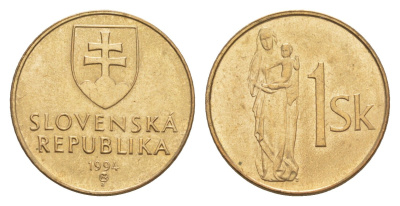 Словакия 1 крона 1994 KM 12 сталь плакированная бронзой aUNC 4659-557
