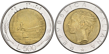 Италия 500 лир 1983 R, Квиринальский дворец KM 111 биметалл 27-313