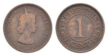 Маврикий 1 цент 1953 KM 31 бронза 4617-824