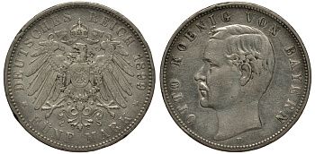 Бавария 5 марок 1899 Отто (1886-1913) Weege 47, J. 46, KM 512 серебро 3711-1424