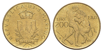 Сан-Марино 200 лир 1979 Институциональные органы государства KM 96 алюминиевая бронза UNC 4648-255
