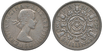 Великобритания 2 шиллинга (флорин) 1960 Елизавета II (1952-2022) KM 906, Spink 4146 медно-никель 4131-541