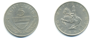 АВСТРИЯ 5 ШИЛЛИНГОВ 1969 KM 2889а медно-никель 83-426