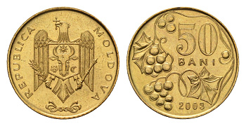 Молдавия (Молдова) 50 бань (бани) 2003 KM 10 сталь плакированная латунью UNC 4588-928