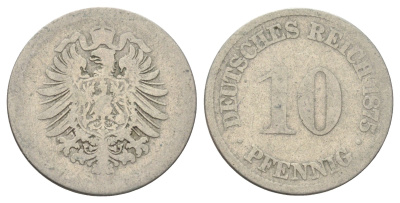 Германия 10 пфеннигов 1875 KM 4, J. 4 медно-никель 4701-1061