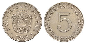 Панама 5 сентесимо 1966 KM 23.2 медно-никель 4643-1268
