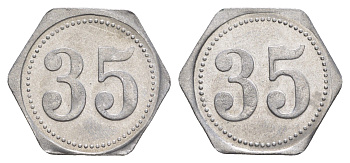 Германия жетон в 35 пфеннигов для приобретения "стакана пива" ND размер 21,5x21,5 мм, вес 0,97 гр алюминий UNC 4638-924
