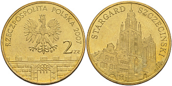 Польша 2 злотых 2007 MW, серия польские города, Старгард-Щециньски (Stargard Szczecinski) KM 613 нордик UNC 4589-616