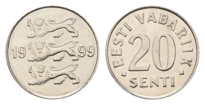 Эстония 20 сентов 1999 KM 23a сталь плакированная никелем UNC 4689-722