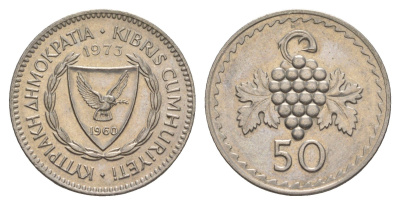 Кипр 50 милей 1973 KM 41 медно-никель UNC 4652-413