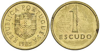 Португалия 1 эскудо 1985 KM 614 никель латунь 4147-617