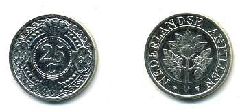 Нидерландские Антилы 25 центов 1991 Беатрикс (1980-2013) KM 35 никелированная сталь 35-741