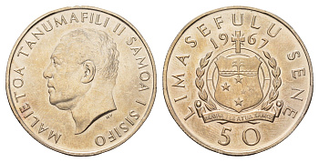 Самоа 50 сене 1967 год-тип KM 6 медно-никель UNC 91-113