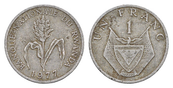 Руанда 1 франк 1977 KM 12 алюминий 4647-1169