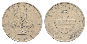 Австрия 5 шиллингов 1984 KM 2889a медно-никель 4551-527