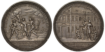 Польша медаль 1771 на чудесное спасение короля Станислава Августа во время неудачного покушения, диаметр 43,1 мм, вес 21,7 г H.-Cz. 3124 серебро 00-814-43