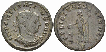 Римская Империя аврелианиан 275 - 276 Тацит FELICITAS SAECVLI Сисция Good Very fine RIC 138 бронза 1073-17-34