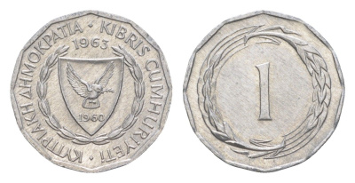 Кипр 1 миль 1963 KM 38 алюминий UNC 4649-1137