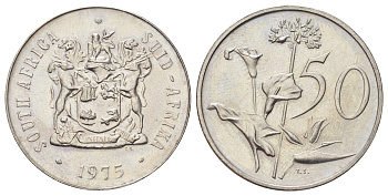 ЮАР 50 центов 1975 Зантедеския Эллиота (калла), герб KM 87 никель UNC 4695-1122