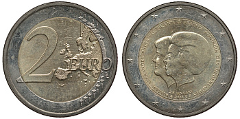 НИДЕРЛАНДЫ 2 ЕВРО 2013 КОРОНАЦИЯ КОРОЛЯ ВИЛЛЕМА-АЛЕКСАНДРА KM 332 биметалл 110-1055