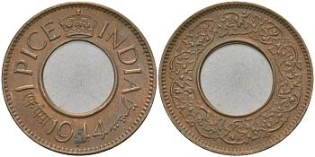 Британская Индия 1 пайс 1944 Георг VI (1936-1952) KM 533 бронза 33-1042