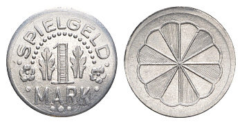 Германия игровой жетон в 1 марку ND разновидность - Ромашка, вес 0,8 гр, диаметр 20 мм алюминий UNC 4636-1253