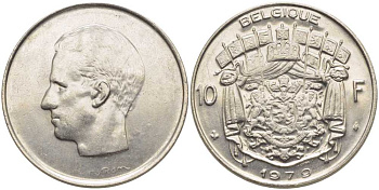 Бельгия 10 франков 1979 Belgique, Бодуэн I (1951-1993) KM 155.1 никель 115-723