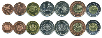 Андаманские и Никобарские острова набор из 7 монет 2011 животные, две монеты биметалл UNC N4-33