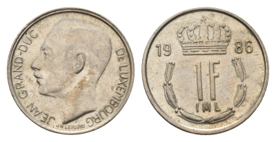 Люксембург 1 франк 1986 Герцог Жан (1964-1999) KM 59 медно-никель 4114-121