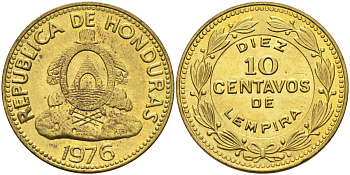 Гондурас 10 сентаво 1976 KM 76.1а латунь UNC 4367-734
