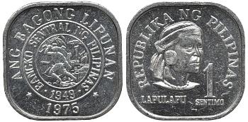 Филиппины 1 сентимо 1975 вождь острова Мактан Лапу-Лапу KM 205 алюминий UNC 192-334