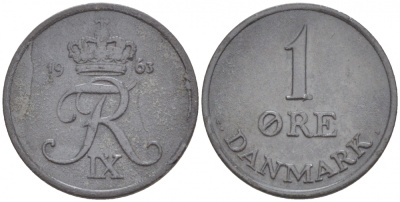 ДАНИЯ 1 ЭРЕ 1961 С; S, ФРЕДЕРИК IX (1947-1972) KM 839.2 цинк 4547-1013